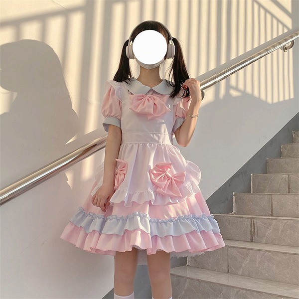 ガーリーな佇まい公演能力のある ロリ アニメコスプレ 衣装 御手伝いさん服 ひな型感性