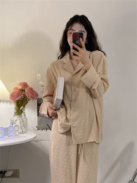 超一般受けインスタグラムで話頭韓国流行り物 夏 好いたらしいである パジャマ 長袖 御部屋御召しもの レディース