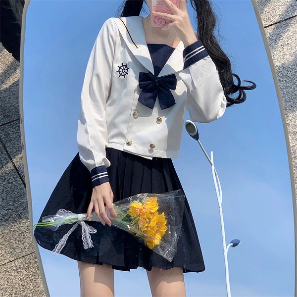 愛らしさを醸し出す JK制服 ロングスコート 秋 3点仕掛ける ミニスカート セーラー服