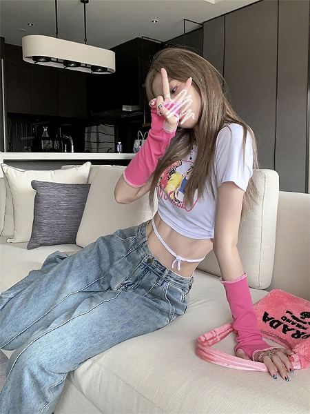 カラー追加!小さい新鮮な ワイドレッグ パパパンツ ハイウエスト スリム ジーンズ 怠惰な風