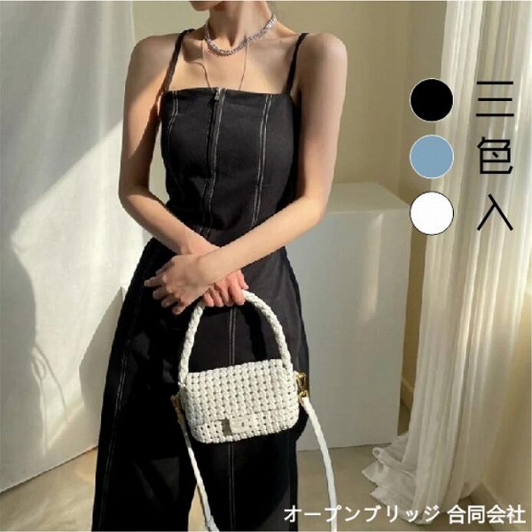 瞬間にくびれ美人 小さい新鮮な 韓国 レトロ ジッパー ダブルポケット ベアトップ オールインワン 女性｜ドレミファソラ・ねこ