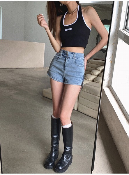 大人のカジュアルを提案 INSスタイル ショートパンツ デザインセンス Aライン ホットパンツ ジーンズ