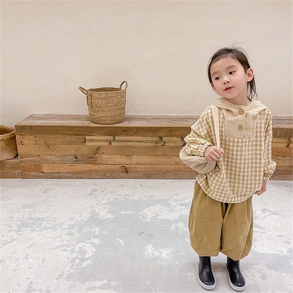 Newタイプついに入荷 INSスタイル フード付き シャツ パーカー 女の子 コート 子供 春 リネン 綿