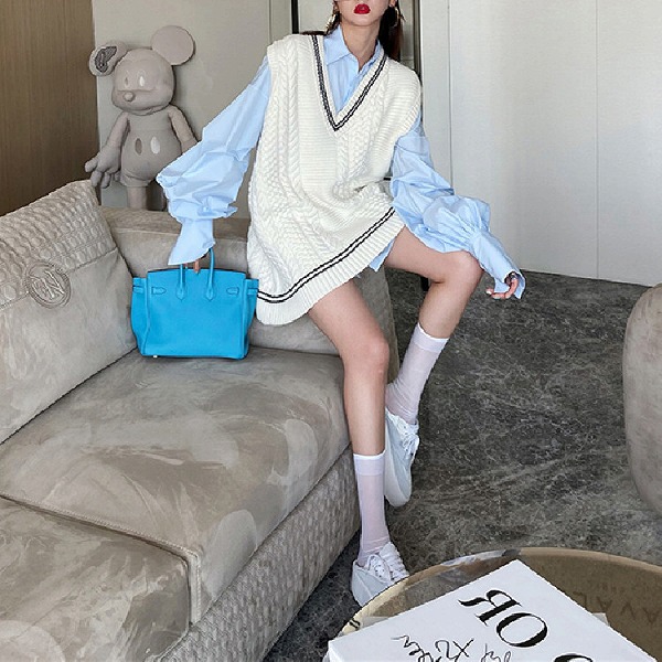 簡単おしゃれに見える服 デザインセンス シャツ レトロ ストライプ レディース 長袖｜ドレミファソラ・ねこ