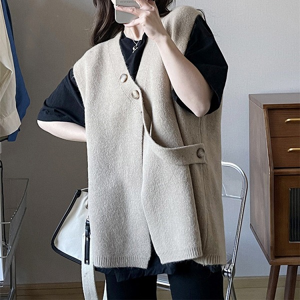 こなれ感其れは其れはの成年者表現スタイル通いする 春 限りない 編み物 ゆったりする V素っ首 厚地の外套