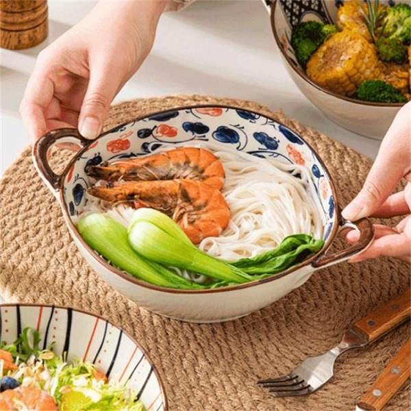 実物画像あり!新作 ボウル レトロ セラミック ラーメンボウル ハンドル イレギュラー