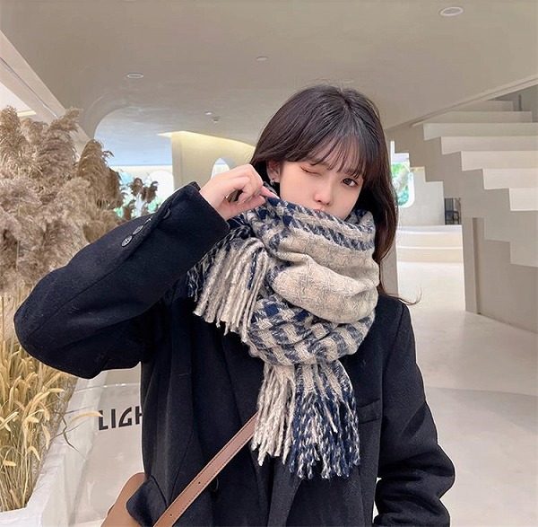 早く買いに来てください 通勤する 秋と冬 千鳥格子 韓国語 スカーフ 新しい ショール 保温 ギフト