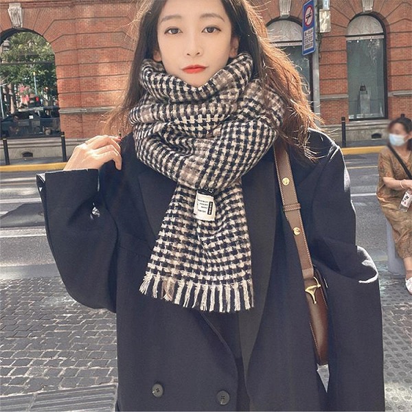 カラバリ豊富 大人気 レトロ チェック柄 スカーフ 女性 冬 韓国 オシャレ ショール 保温 よだれかけ