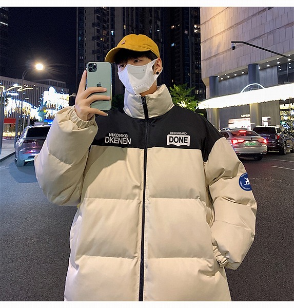目あたらしい青写真  落ちこむ 綿入れ ゆったりする ボンネット付き添い人綿服 男 冬 食麺麭服 中綿上衣