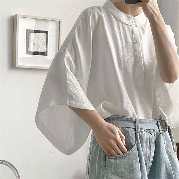 オールシーズン使えますINSスタイル 薄い 半袖 シャツ メンズ Tシャツ ドルマンスリーブ 五分袖