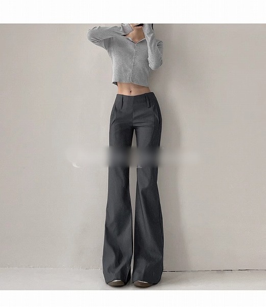 コーデに旬を取り入れる 気質 スリム スラックス ストレート フレアパンツ 低腰 スーツパンツ レトロ｜ドレミファソラ・ねこ