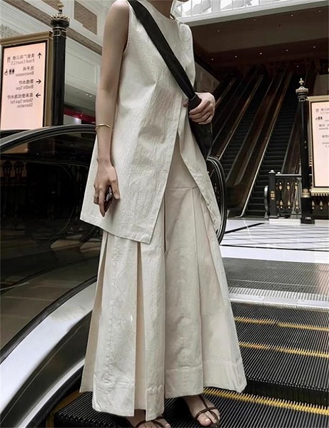 イメージ通りでした プリーツ スカート ロングスカート スリム 禅意 セット 文芸 ミニマリスト