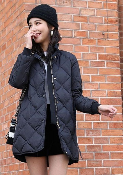 冬先行 修身 スリム 菱格 中長 受け取って腰 トレンド コート 綿服 女性 中綿ジャケット｜ドレミファソラ・ねこ