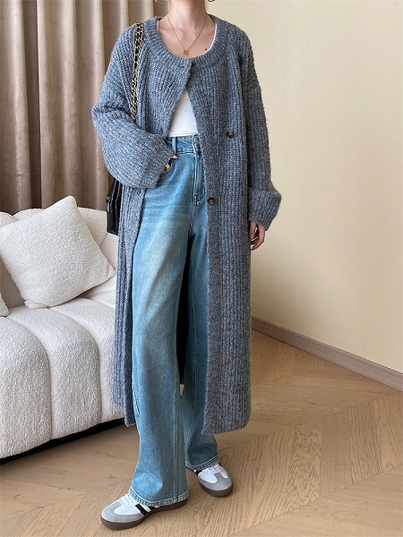 季節の単品 早秋 怠惰な風 ロング 秋冬物 カーディガン スリム ゆったりする コート トップス レディース