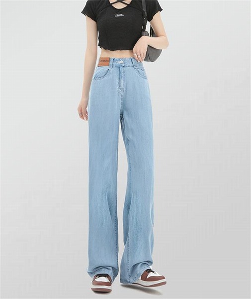 断言される ジーンズ ワイドパンツ スラックス 新品 ロングパンツ 夏 涼感 薄手 ハイウエスト