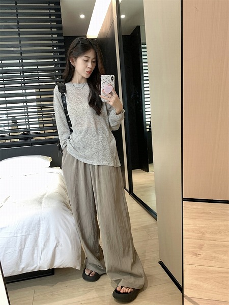清純で人をうっとりさせる ロングパンツ 日よけします 薄手 エアコンシャツ 長袖トップス 2点セット