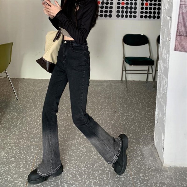 フレアパンツ スラックス ロングパンツ ストレート ジーンズ ハイウエスト