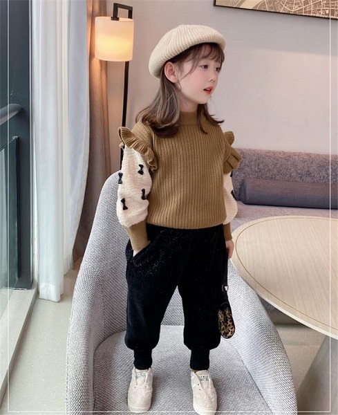 韓国流行り物 秋冬 新品 人となり 赤ちゃん ガールズ 裏起毛 朦々たる コール天 心地好いズボン下