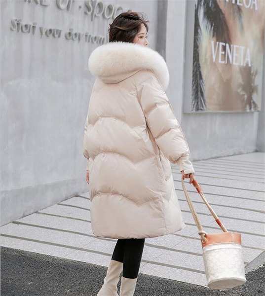 通勤する ゆったりする 冬 綿の服 大さい毛皮の襟 中・長セクション 暖かい おしゃれな 上品映え