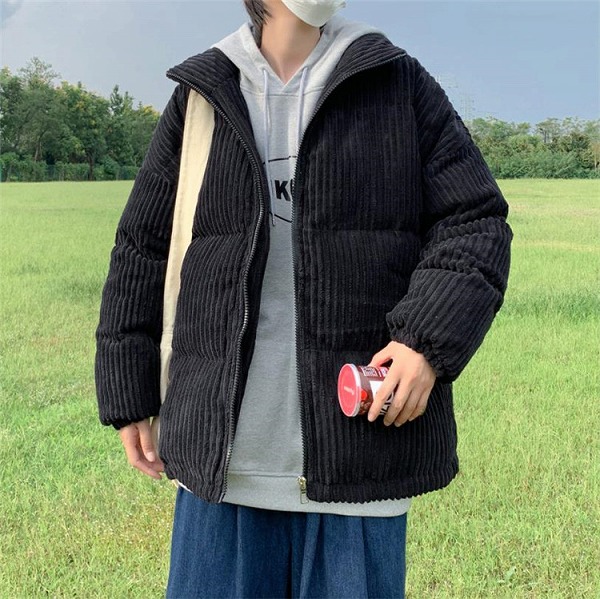 韓国流行り物 ひな型感性 ゆったりする 裏起毛 冬 無地 食麺麭の服 流行り 綿の服 厚地の外套メンズ