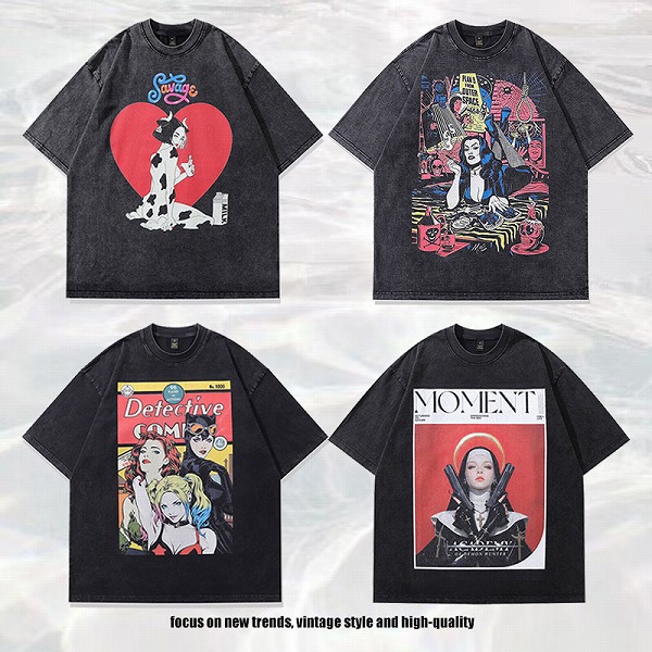 NEWメンズ ビンテージ風 半袖Tシャツ 男女兼用 ストリート系 トップス 春夏 新作★全4タイプまとめ 6,380円