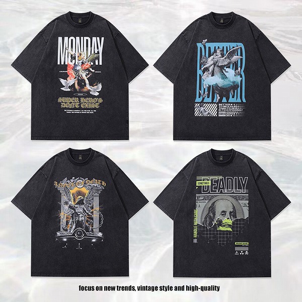 NEWメンズ ビンテージ風 半袖Tシャツ 男女兼用 ストリート系 トップス 春夏 新作★全5タイプまとめ