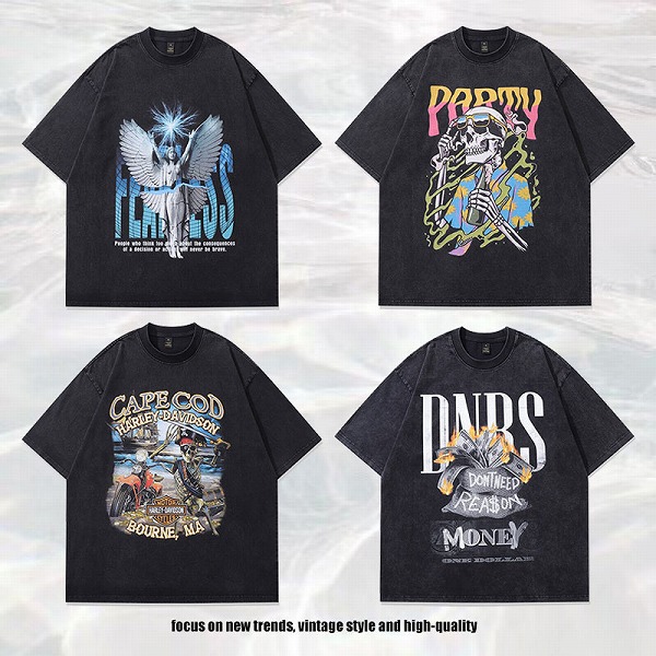 NEWメンズ ビンテージ風 半袖Tシャツ 男女兼用 ストリート系 トップス 春夏 新作★全4タイプまとめ