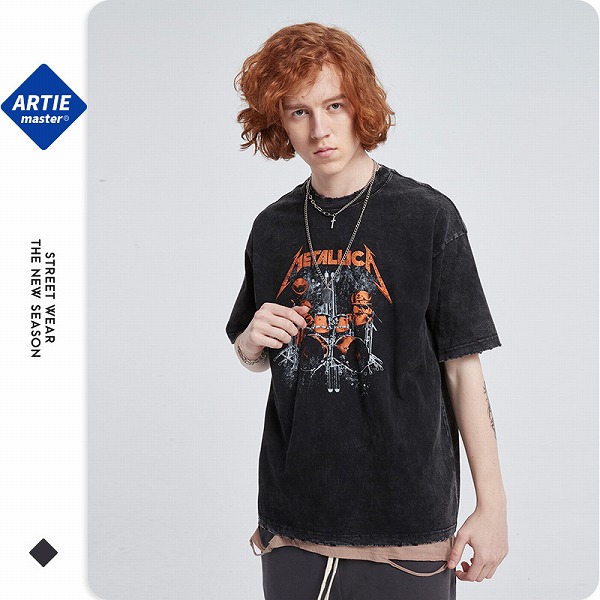 メンズファッション ビンテージ風 半袖Tシャツ 男女兼用 ストリート系 トップス 春夏★