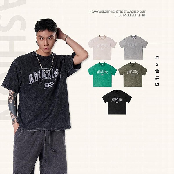 NEWメンズ ヴィンテージ プリント半袖Tシャツ 男女兼用カジュアル オーバーサイズ カットソー トレンド★全5色