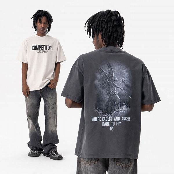 メンズ 新作 プリント 半袖Tシャツ ラウンドネック ストリート系 トップス ユニセックス★全2色