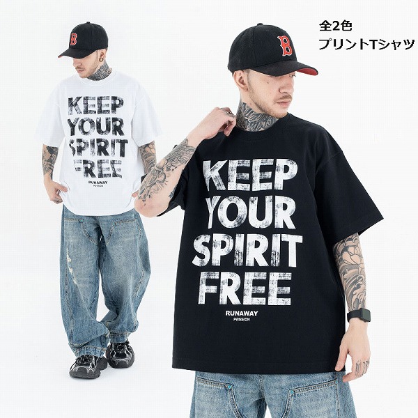 メンズ 新作 プリント 半袖Tシャツ ラウンドネック ストリート系 トップス ユニセックス★全2色