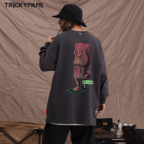 メンズファッション オーバーサイズ 長袖Tシャツ 男女兼用 ストリート系トップス 春夏 新作★全6色