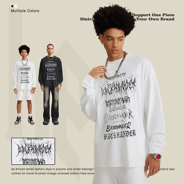 メンズファッション ビンテージ風 長袖 Tシャツ 男女兼用 ストリート系 トップス 春秋 新作★全2色
