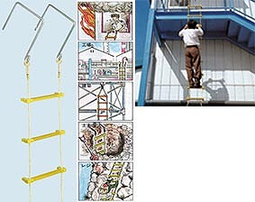 ヤツヤ式縄梯子 10ｍ 大カギ付き添い人