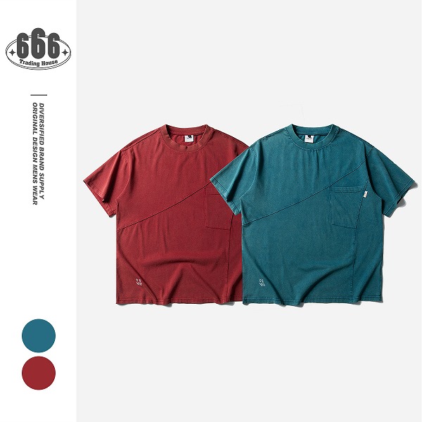 P21926Tシャツ トップス 半袖 春夏新作 カジュアル 韓国風 スプライス ファッション メンズ 男|ドレミファソラ・ねこ