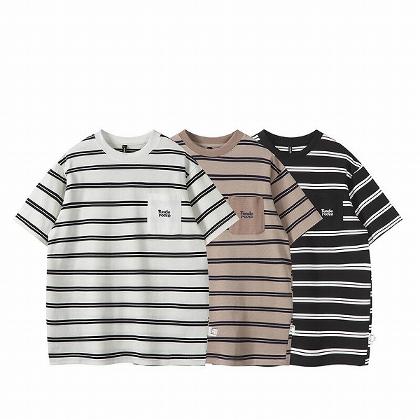 P21759メンズ Ｔシャツ トップス 春夏新作 心地よい 半袖 縞模様 ゆるい 韓国風