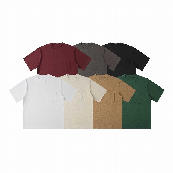 P21782メンズ Ｔシャツ トップス 春夏新作 カジュアル 半袖 無地 ゆるい 韓国風 ポケット｜ドレミファソラ・ねこ