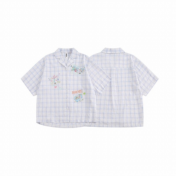 P21787 半袖 レトロ ワイシャツ トップス チェック 男 メンズ 日系 カジュアル 春夏新作｜ドレミファソラ・ねこ