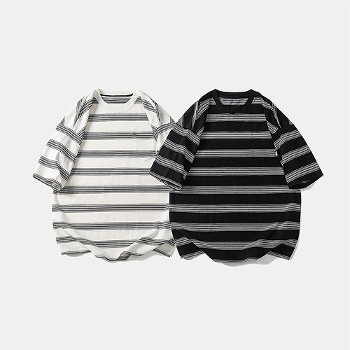 P21436 Tシャツ トップス メンズ ストライプ 日系 レトロ カジュアル 男 春夏新作 半袖