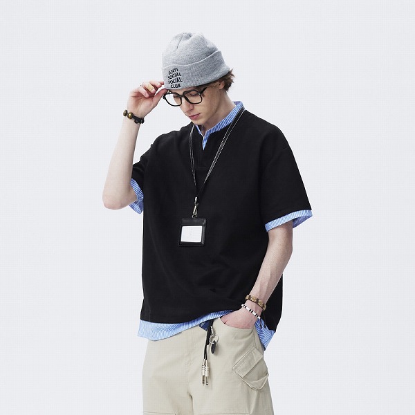 P21504 メンズ Ｔシャツ トップス 春夏新作 カジュアル 半袖 男女通用 ペアルック 仮二件