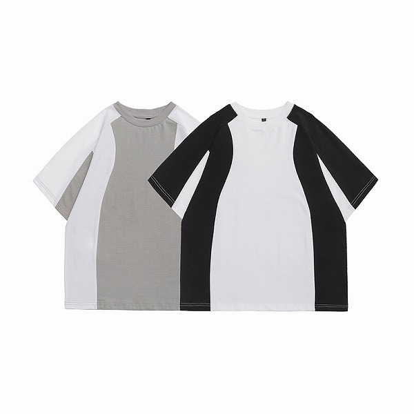 P17952 ラウンドネック Tシャツトッブス 快適な着心地 メンズ スプライス 春夏新作 半袖