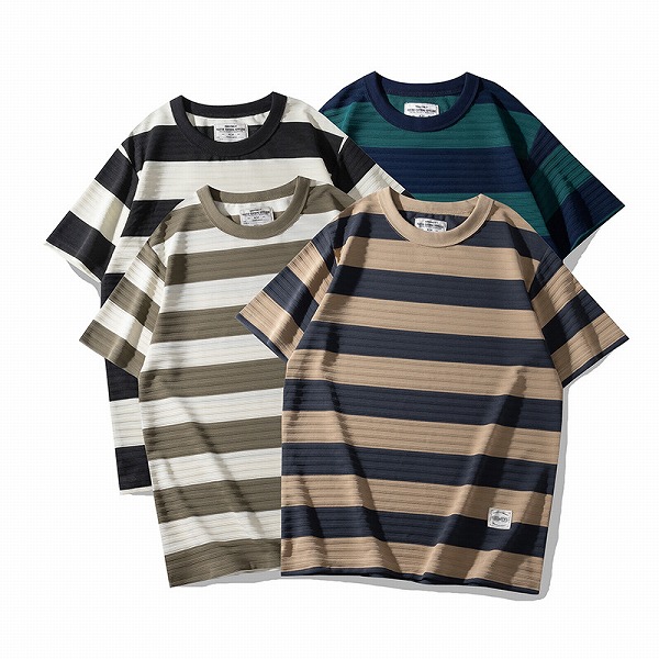 P17835 カットソー 短袖メンズ Ｔシャツトッブス 半袖 春夏新作 カジュアル 韓国風 男 ストライプ