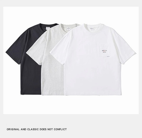 P17407メンズ Ｔシャツ 無地トッブス 春夏新作 カジュアル 半袖 ペアルック 韓国風 ローグ ポケット