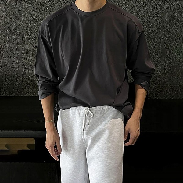 P17390メンズ 男 カジュアル 長袖ラウンドネック 無地 ヴィンテージ Ｔシャツトッブス 春夏新作