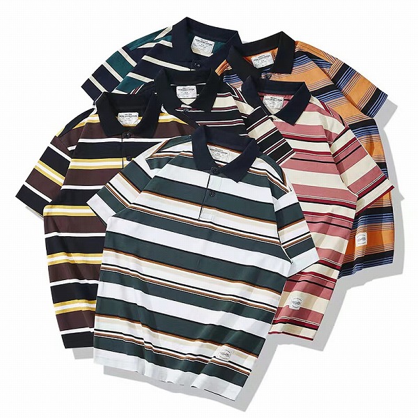 P13622メンズ シャツ Ｔ-シャツ 夏新作 トッブス カジュアル 半袖 イレギュラー　 ストライプ