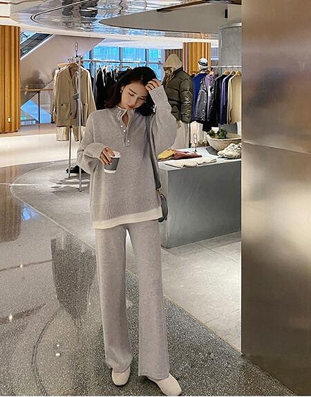 セーター ニット セットアップ ２点セット ワイドパンツ レディース 長袖 秋 冬 おしゃれ フリーサイズ｜ドレミファソラ・ねこ