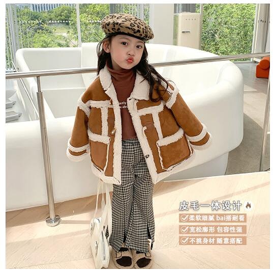 韓国風子供服　　コート　ライダースジャケット　秋冬新作厚手　トップス　ムートンコート