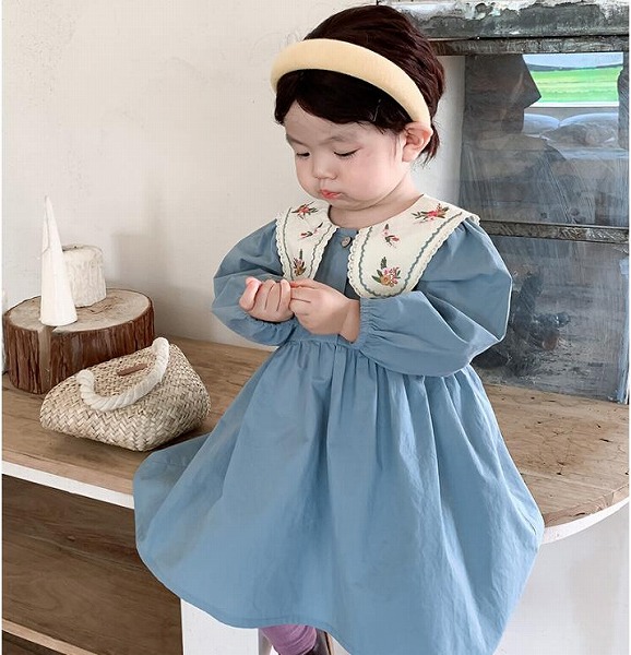 ワンピース　子供服　長袖　子供ワンピース　　韓国風　無地　韓国風