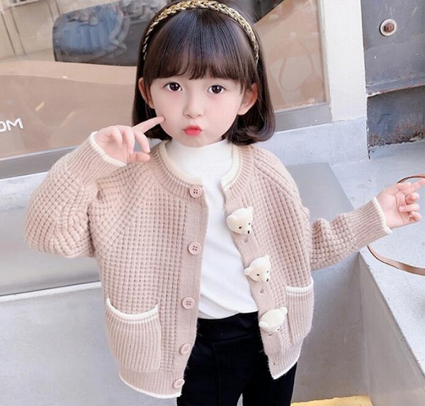 春秋冬女の子コート、ニットカーディガン、かわいいセーターコート、子供服、新作ファッション★90-140
