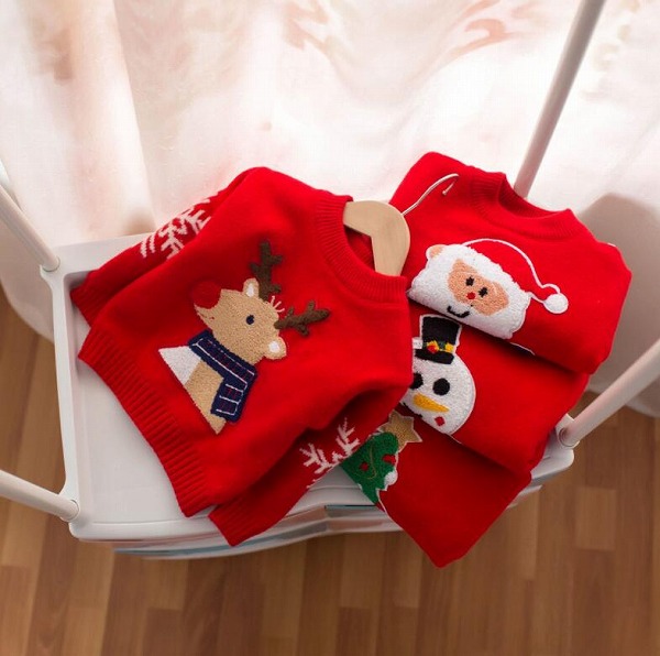 秋と冬女の子プルオーバーニットセーター、かわいいセーター、子供服、しいファッションクリスマス★90-130
